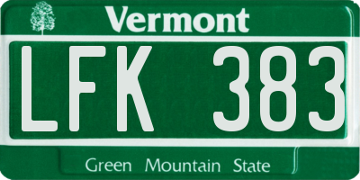 VT license plate LFK383