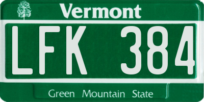 VT license plate LFK384