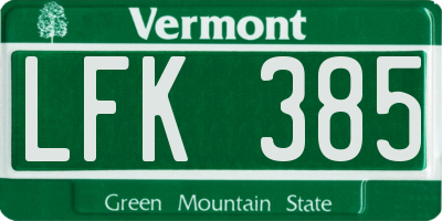 VT license plate LFK385