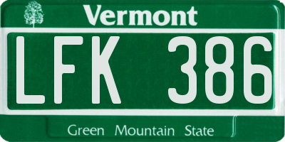 VT license plate LFK386