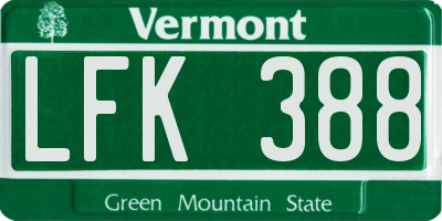 VT license plate LFK388