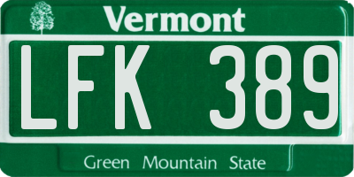 VT license plate LFK389