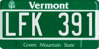 VT license plate LFK391