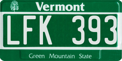 VT license plate LFK393