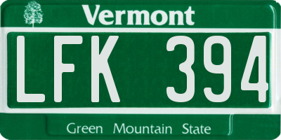 VT license plate LFK394