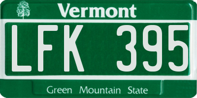 VT license plate LFK395