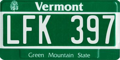 VT license plate LFK397