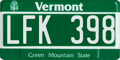 VT license plate LFK398