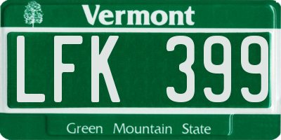 VT license plate LFK399
