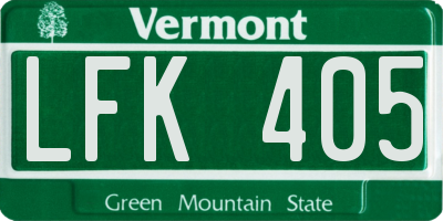 VT license plate LFK405