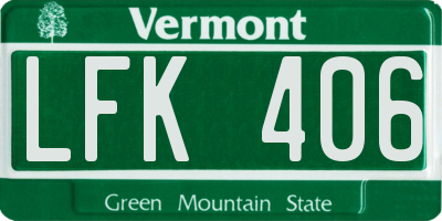 VT license plate LFK406