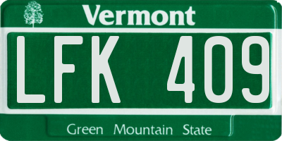 VT license plate LFK409