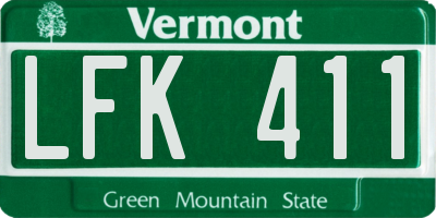 VT license plate LFK411
