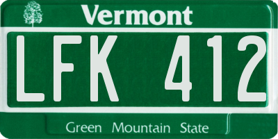 VT license plate LFK412
