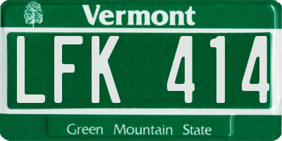 VT license plate LFK414