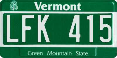 VT license plate LFK415