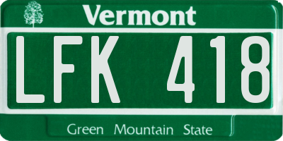 VT license plate LFK418