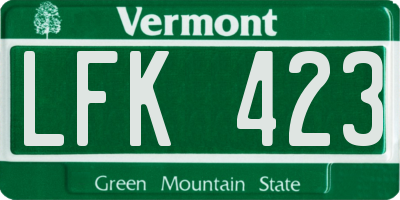 VT license plate LFK423