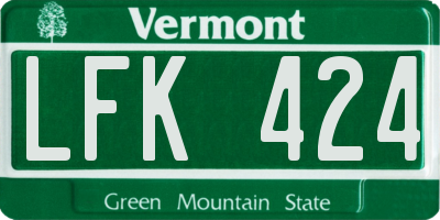VT license plate LFK424