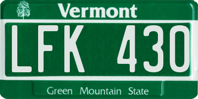 VT license plate LFK430