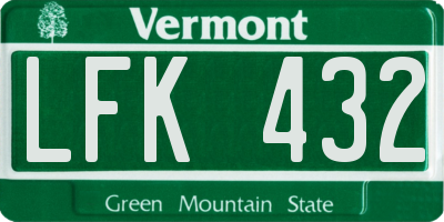 VT license plate LFK432