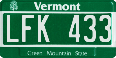 VT license plate LFK433