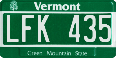 VT license plate LFK435