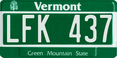 VT license plate LFK437