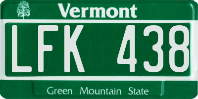VT license plate LFK438
