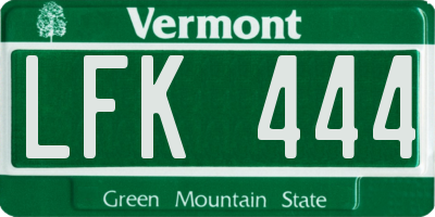 VT license plate LFK444