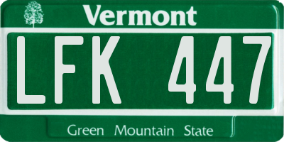 VT license plate LFK447