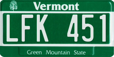 VT license plate LFK451