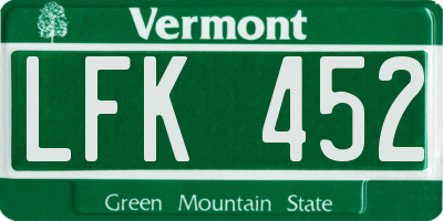VT license plate LFK452