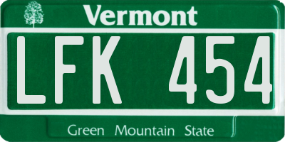 VT license plate LFK454