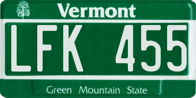 VT license plate LFK455
