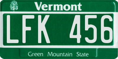 VT license plate LFK456