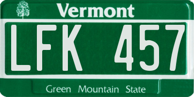 VT license plate LFK457