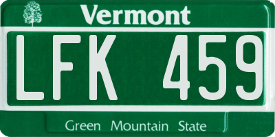 VT license plate LFK459