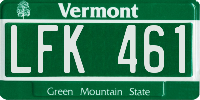 VT license plate LFK461
