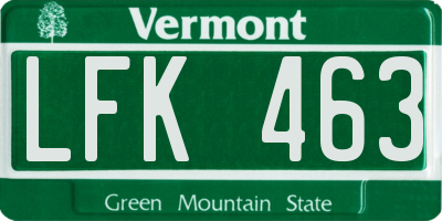 VT license plate LFK463