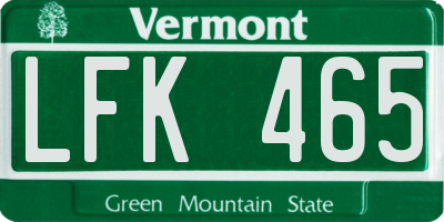 VT license plate LFK465