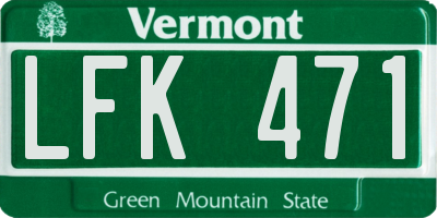 VT license plate LFK471