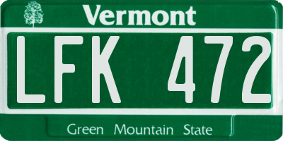 VT license plate LFK472