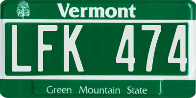 VT license plate LFK474