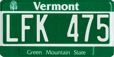 VT license plate LFK475