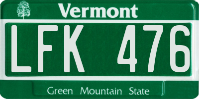 VT license plate LFK476