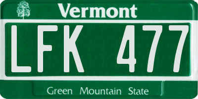 VT license plate LFK477
