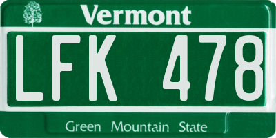 VT license plate LFK478