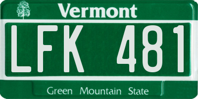 VT license plate LFK481