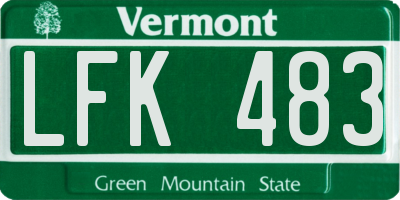 VT license plate LFK483